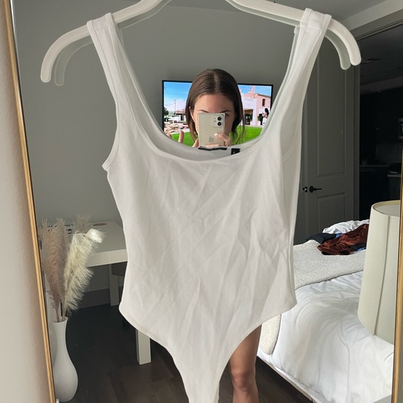ASOS White Scoop Neck Bodysuit - Picture 2 of 3